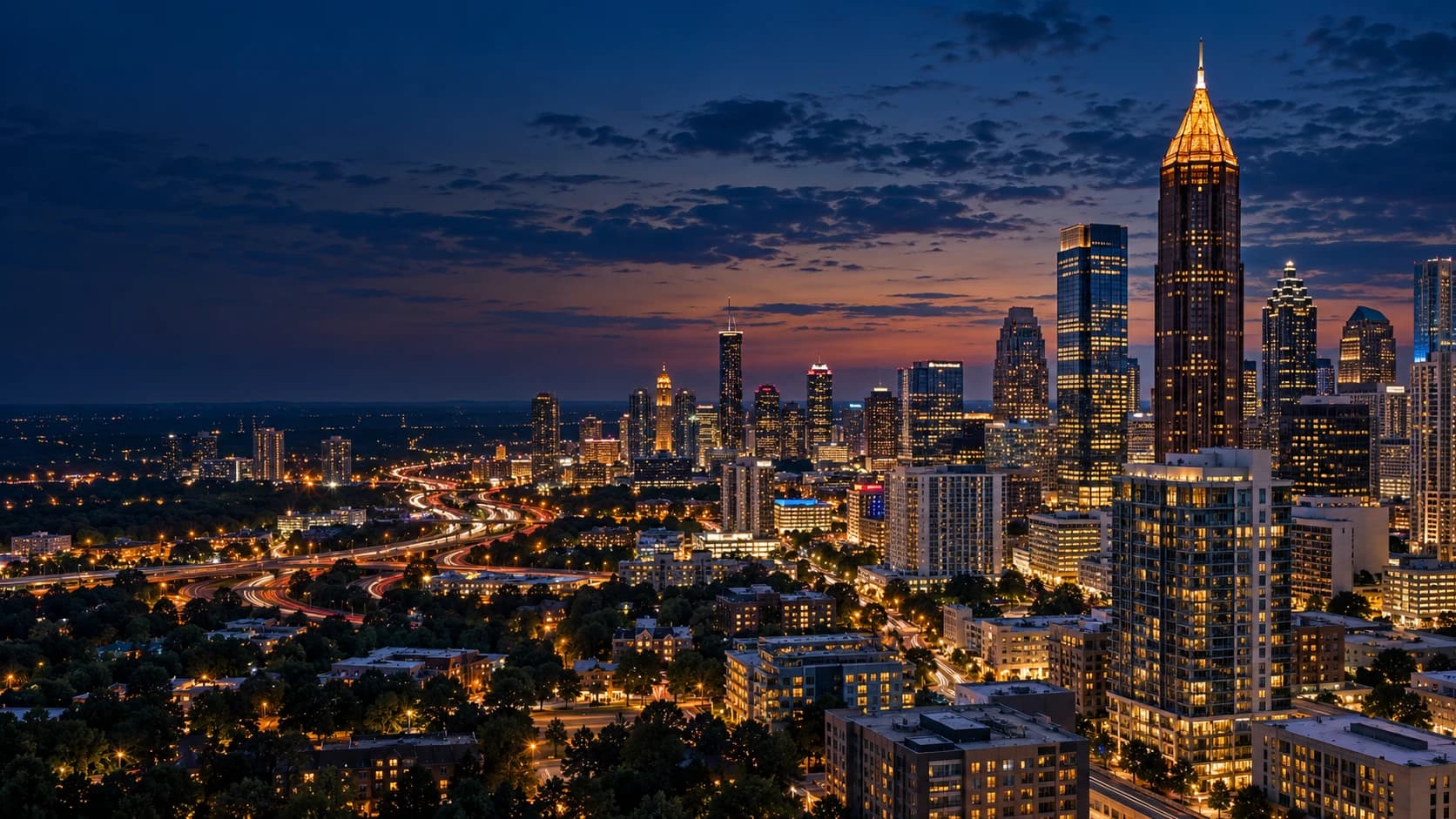 Atlanta skyline at blue hour