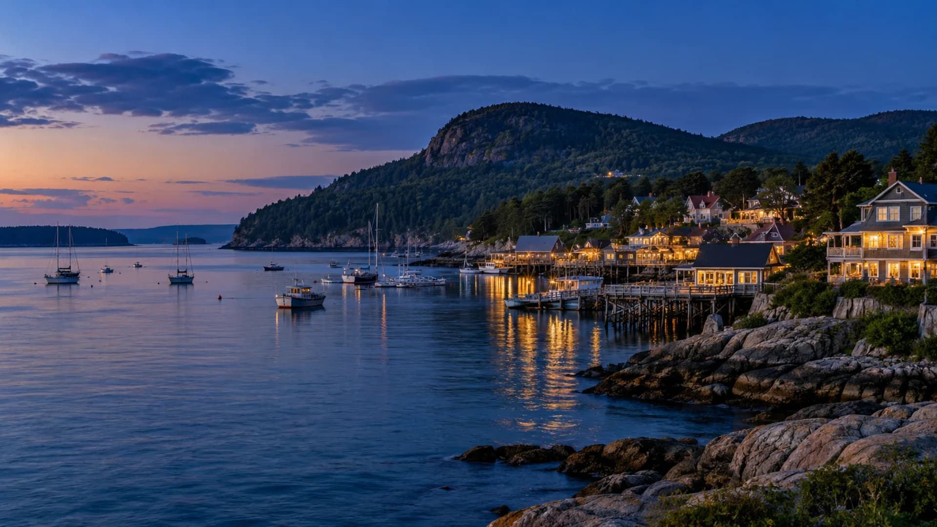 Bar Harbor at blue hour