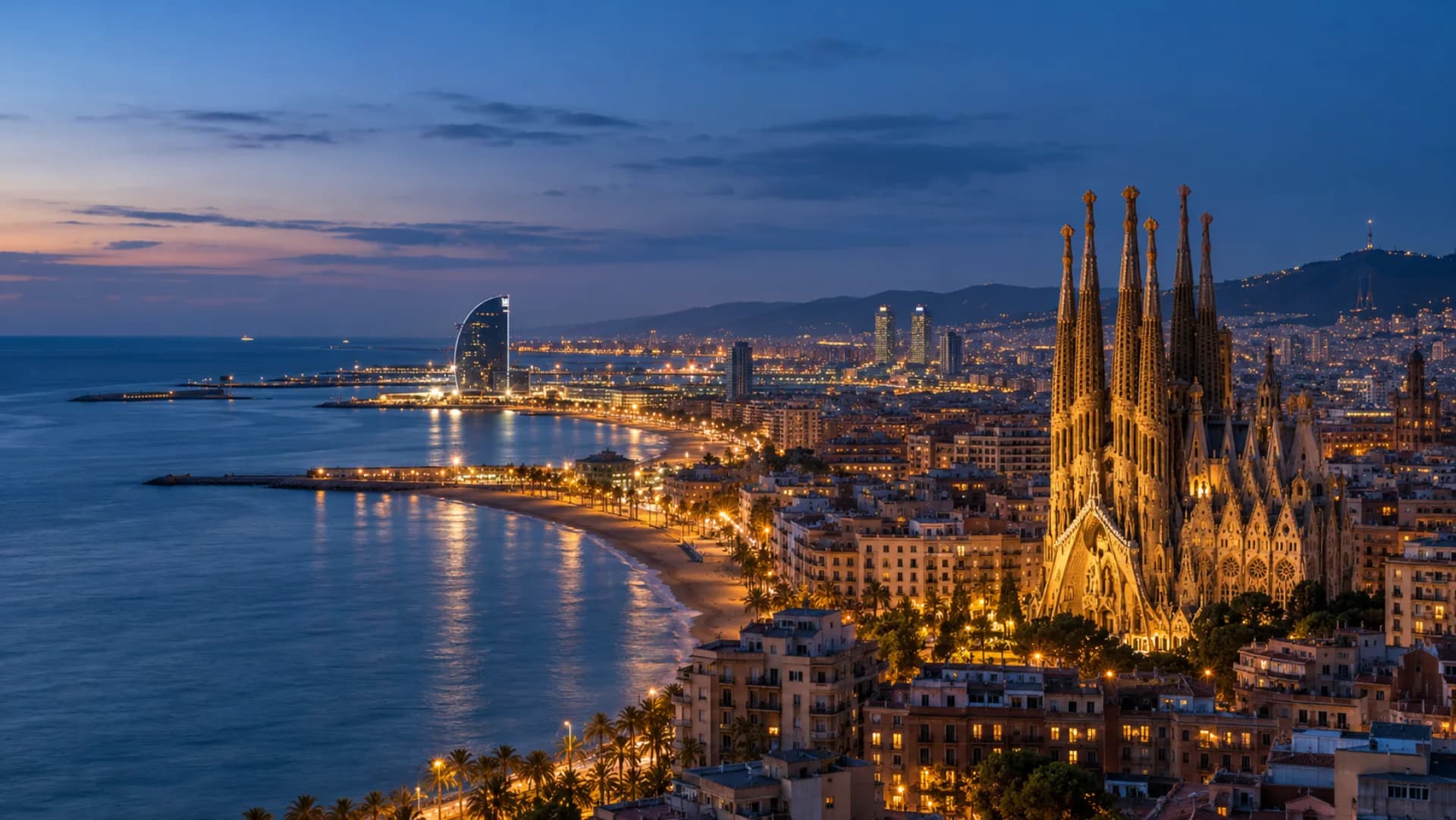 Barcelona at blue hour