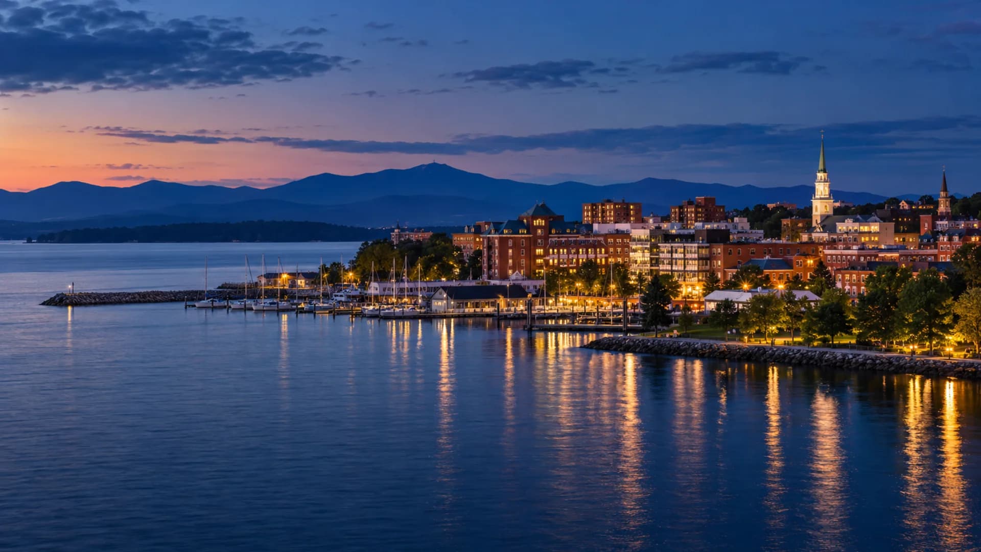 Burlington at blue hour