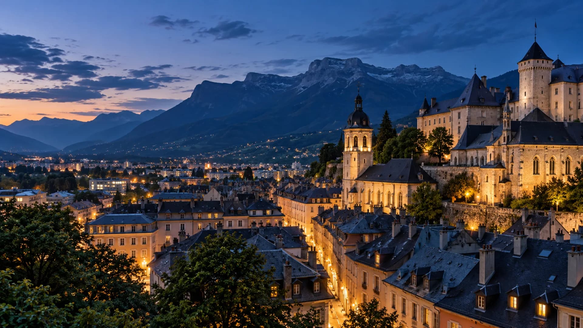 Chambéry at blue hour