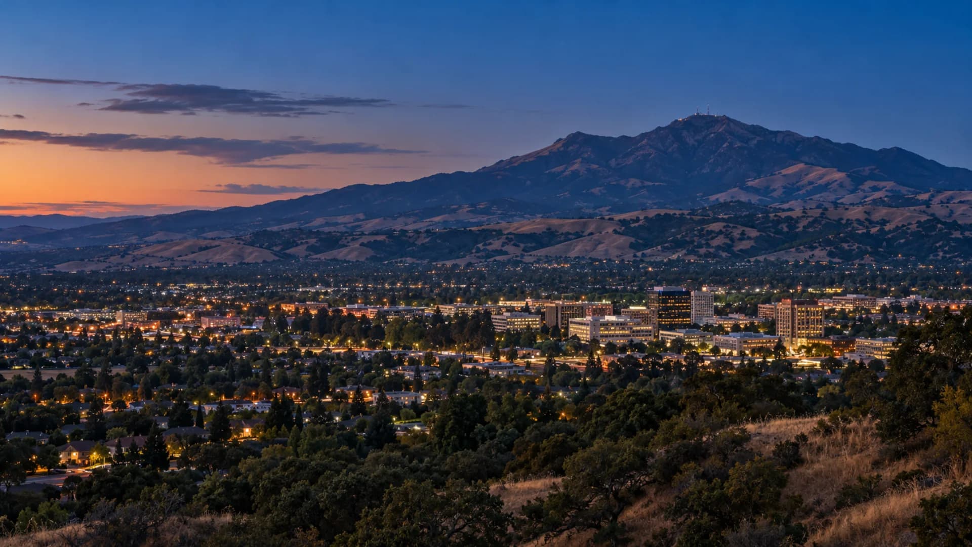 Concord and Mount Diablo at blue hour