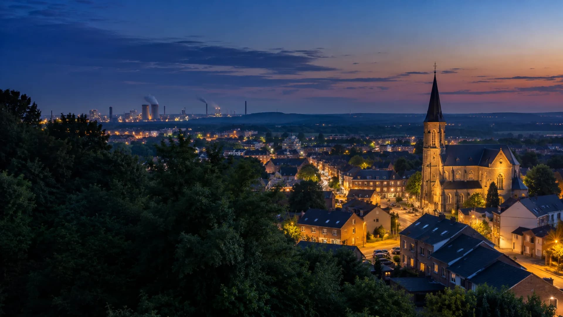 Grâce-Hollogne at blue hour