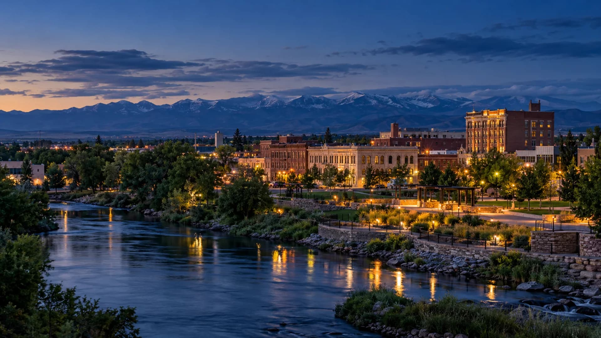Greeley and the Colorado plains at blue hour