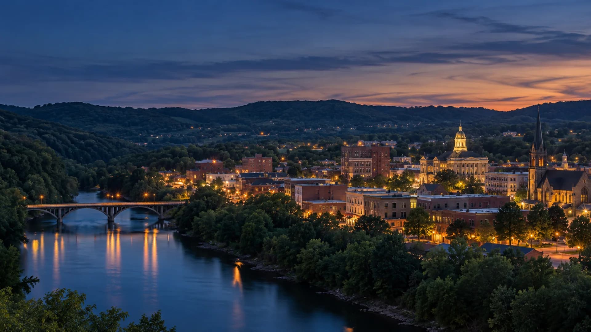 Latrobe and the Laurel Highlands at blue hour