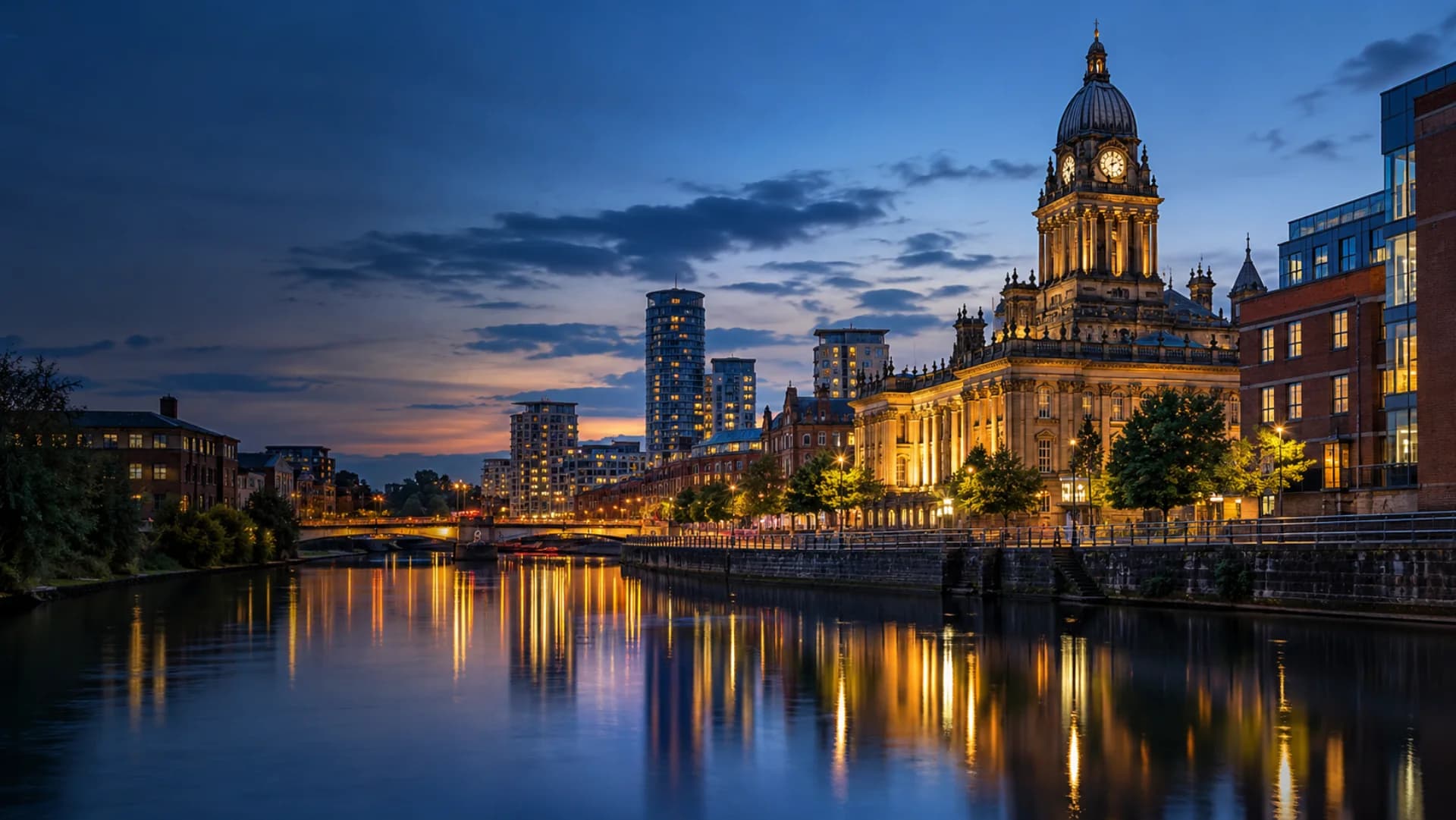 Leeds, West Yorkshire at blue hour