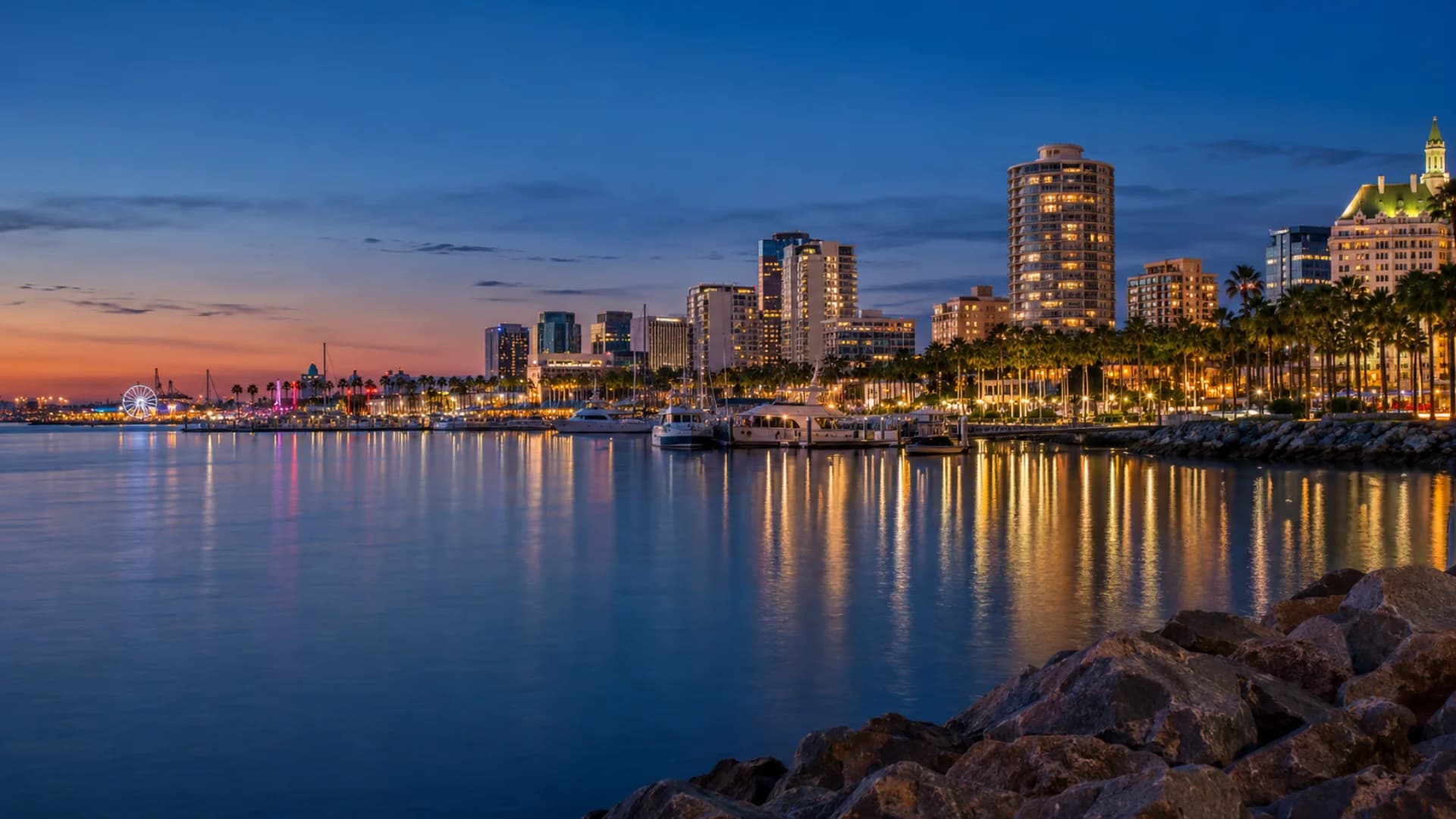 Long Beach at blue hour