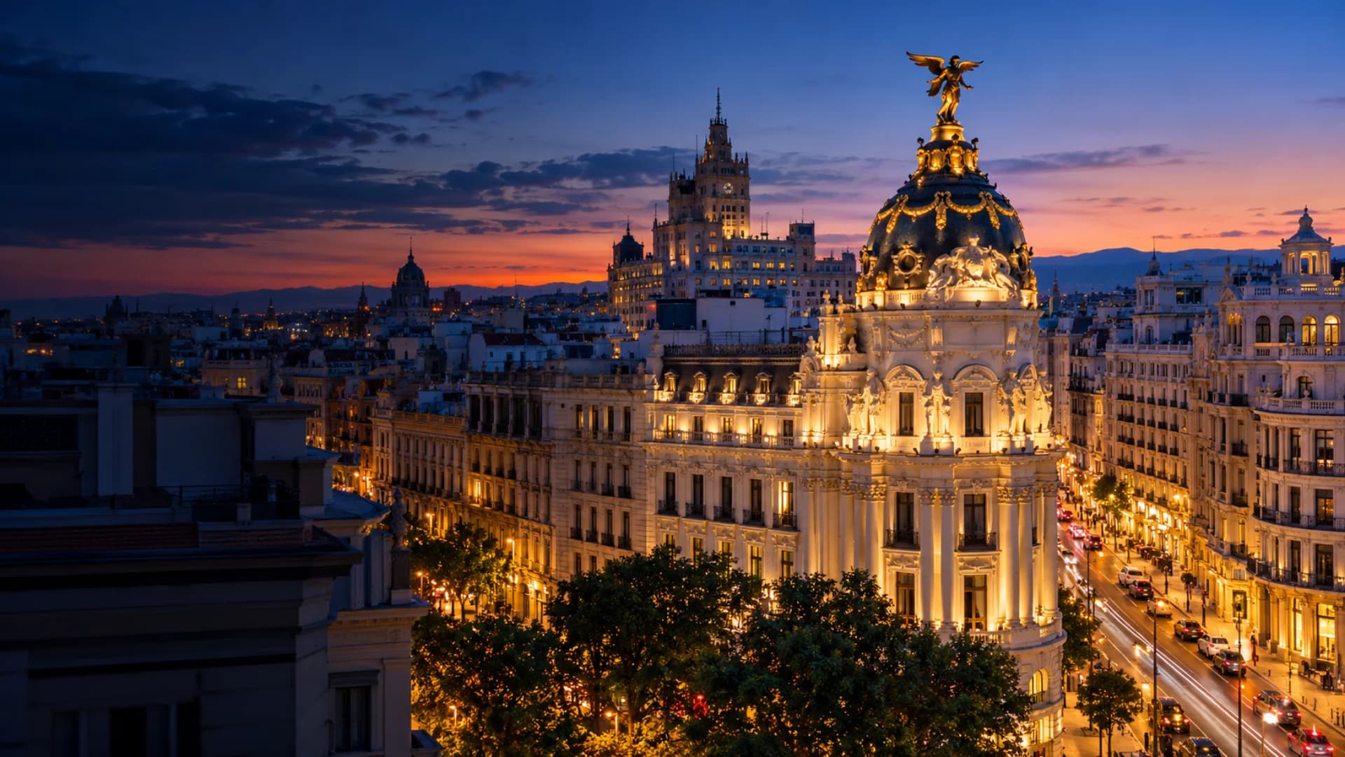 Madrid at blue hour