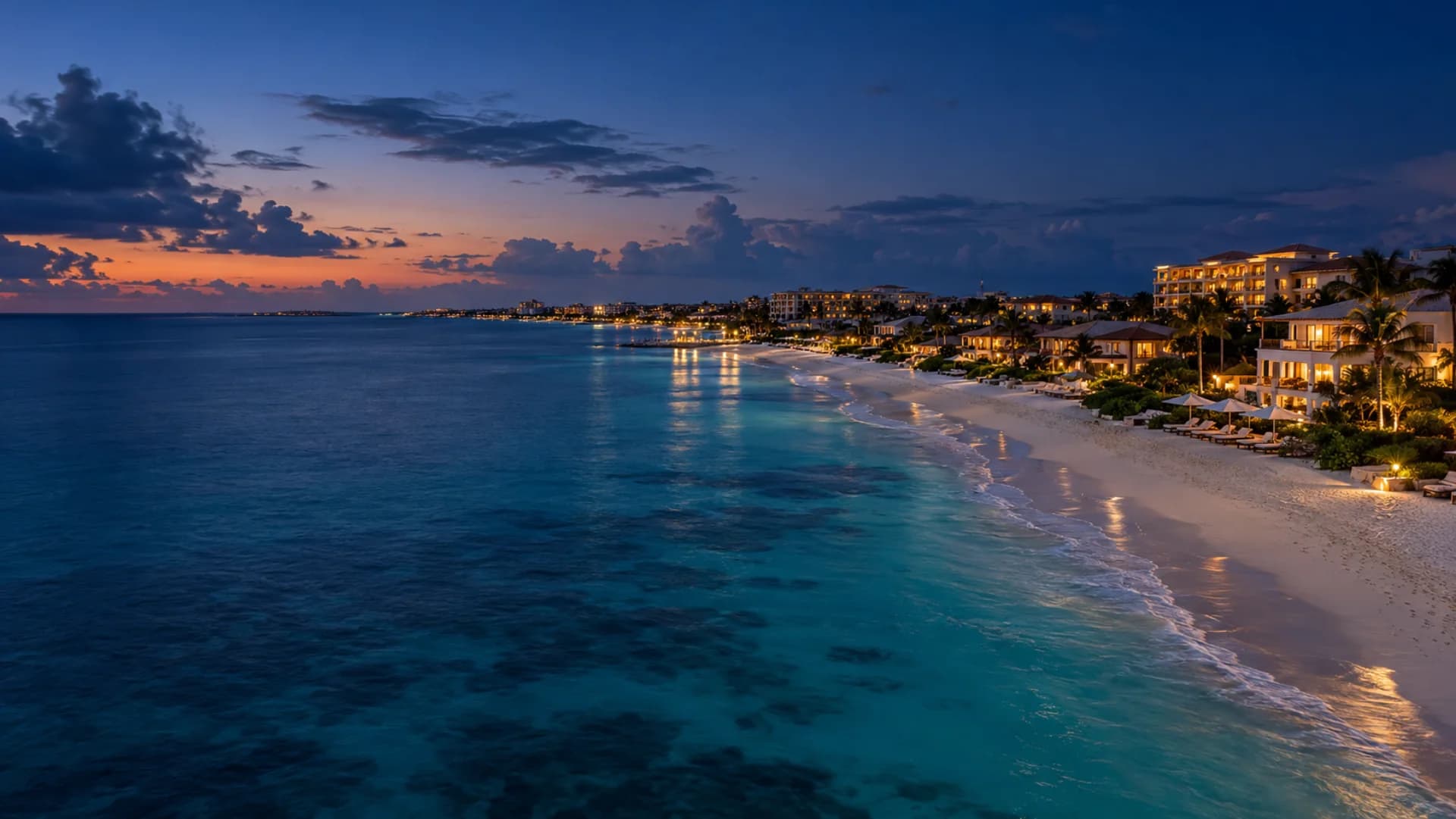 Grace Bay on Providenciales at blue hour