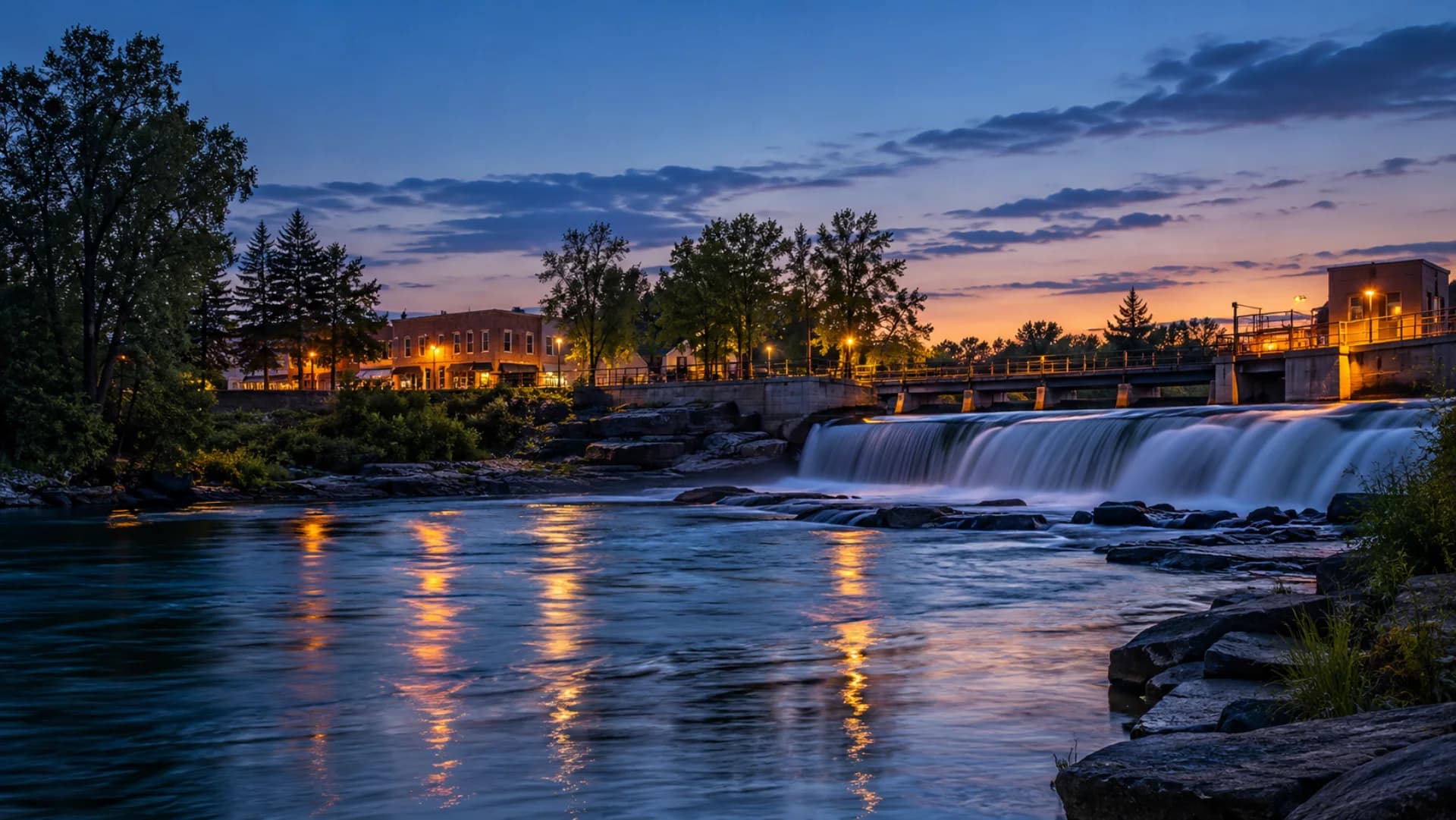 Thief River Falls at blue hour