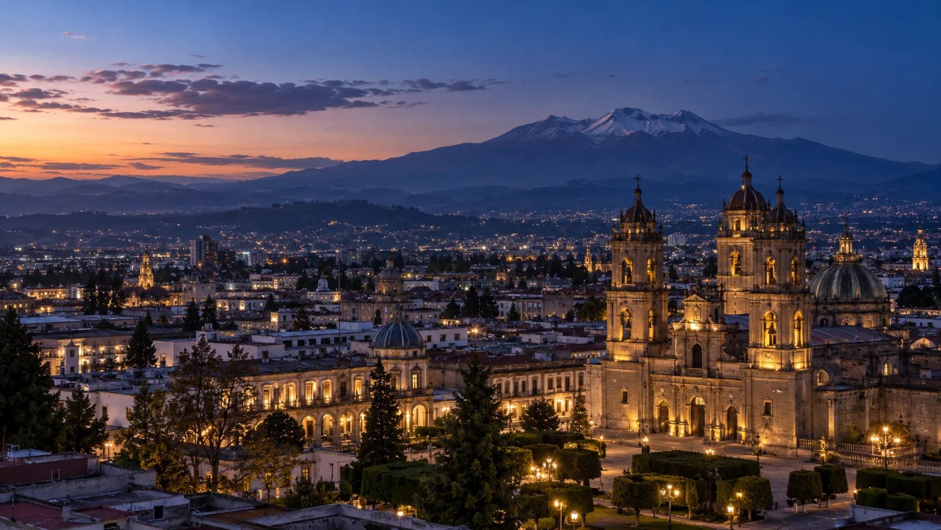 Toluca and Nevado de Toluca at blue hour