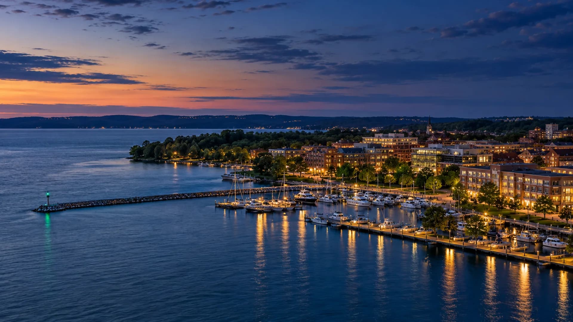 Traverse City at blue hour