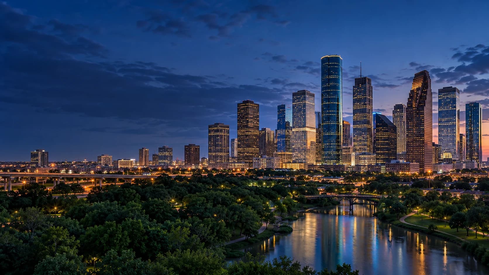 Downtown Houston at blue hour