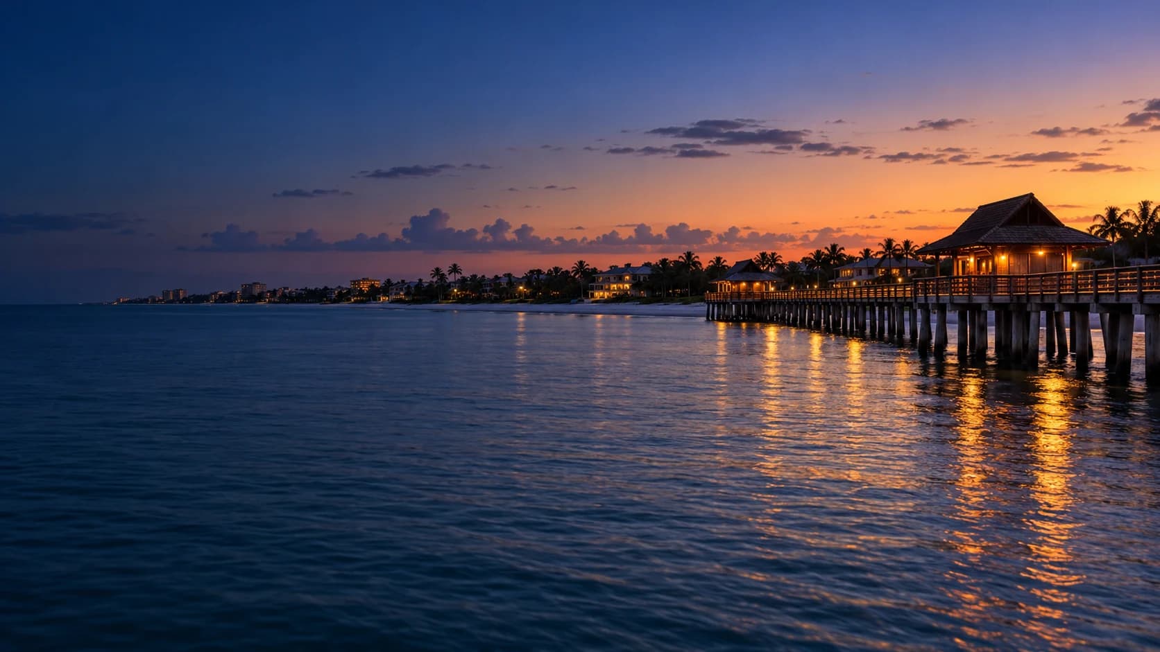 Naples, Florida on the Gulf Coast at blue hour