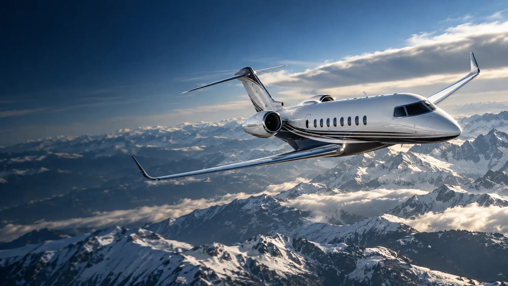Private jet above the Alps