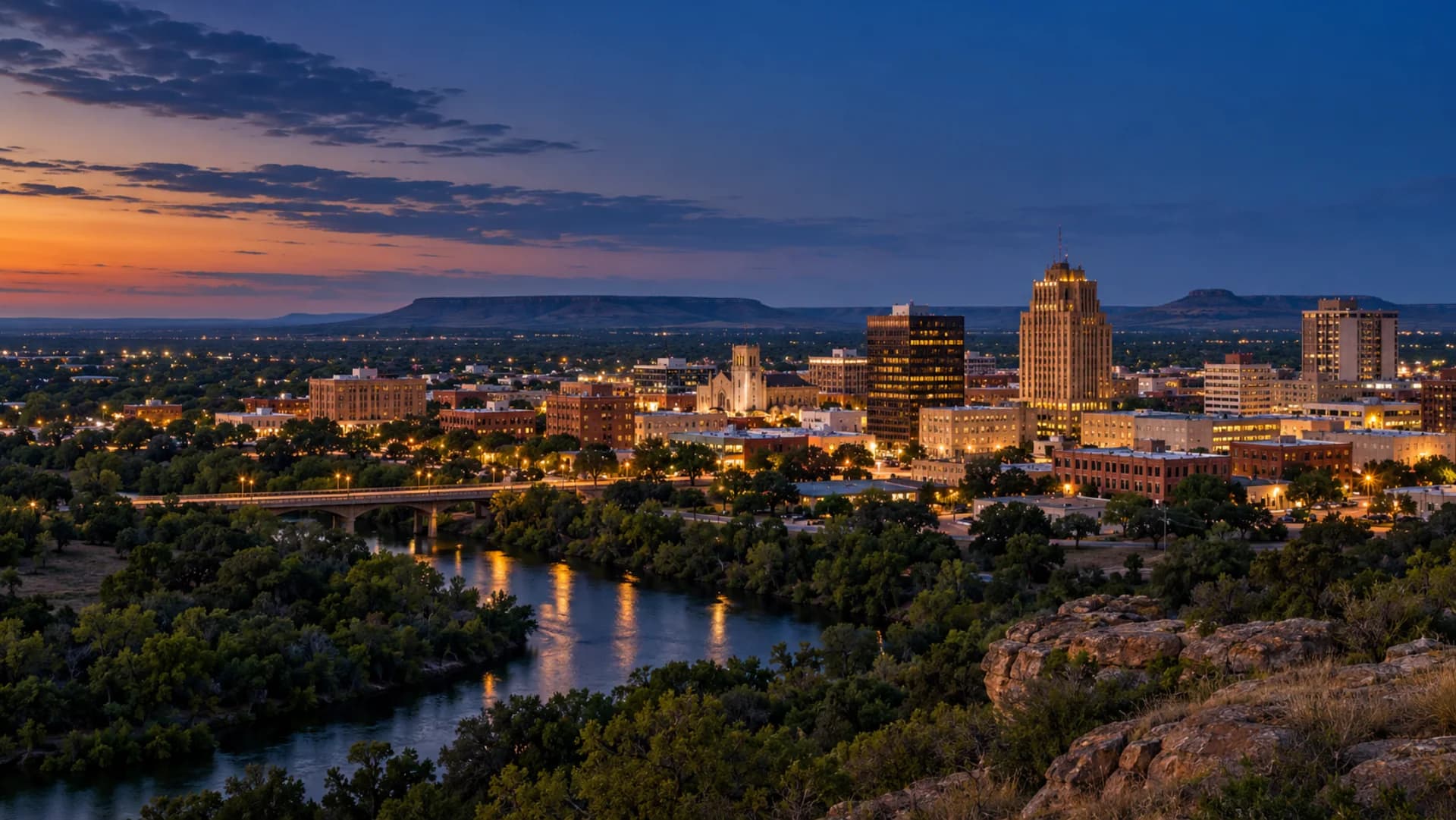 Abilene and the West Texas plains at blue hour