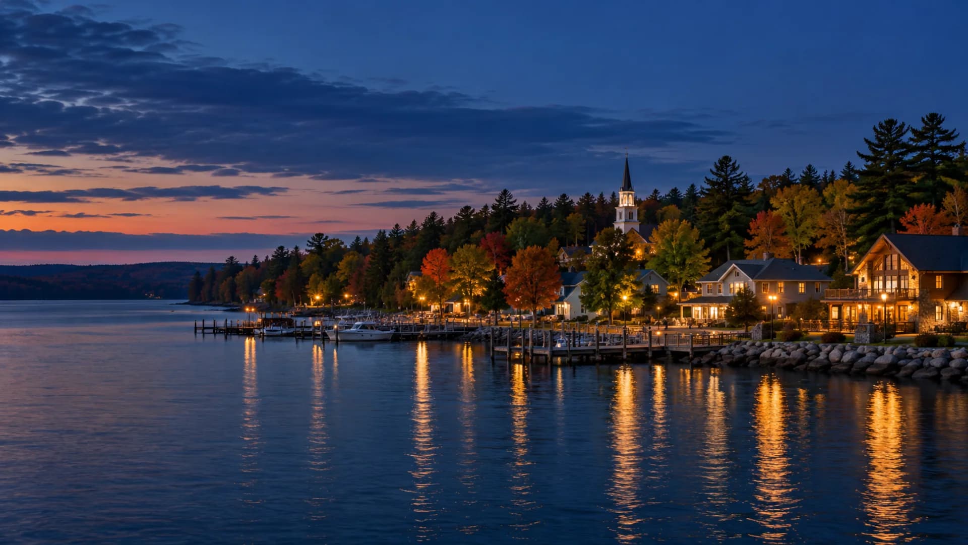Pellston and northern Michigan forest at blue hour