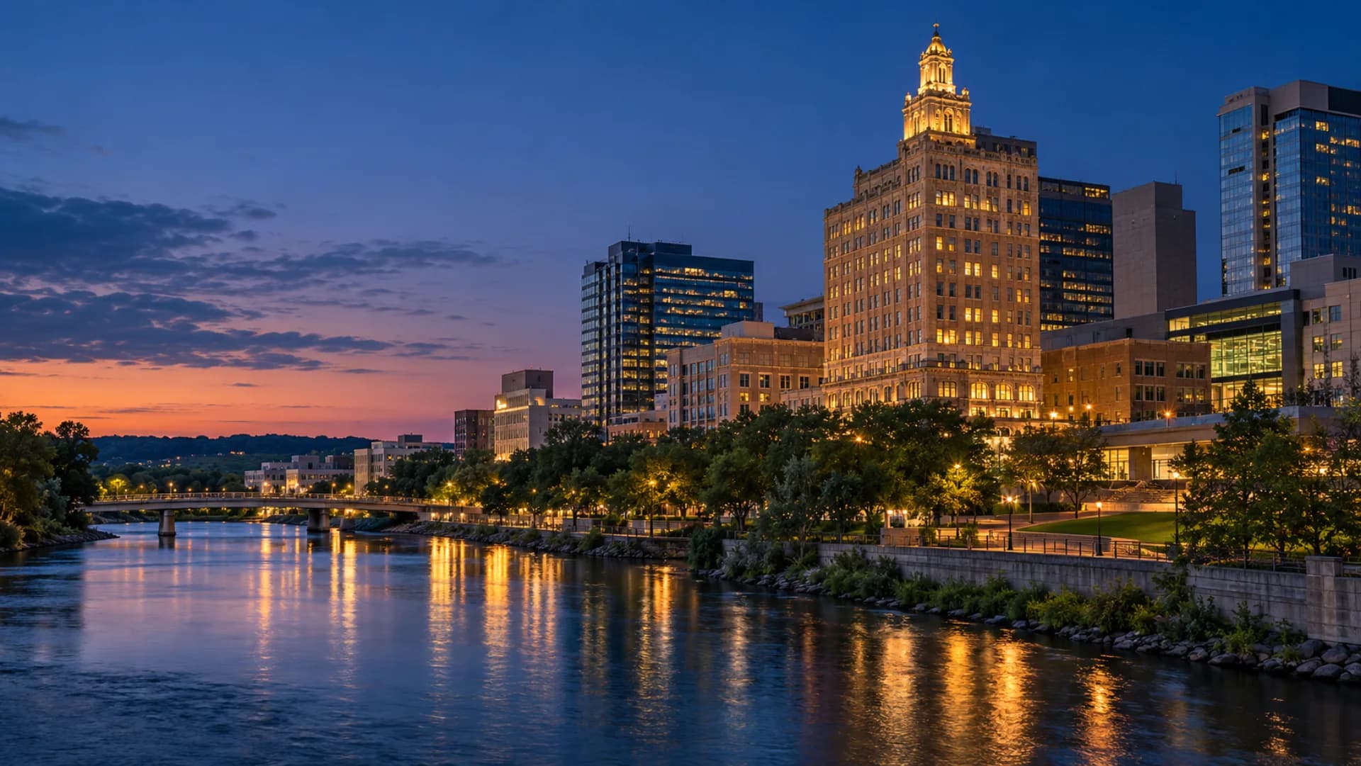 Rochester, Minnesota skyline at blue hour